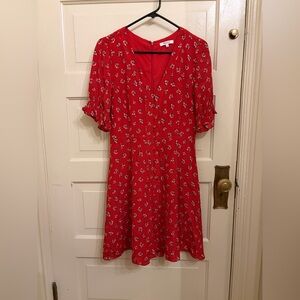 Madewell Silk Ruffle-Sleeve Button-Front Dress in Little Lilies Size 4